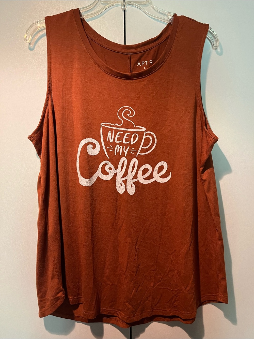 Apt. 9 Rust Orange Graphic Tank - "Need My Coffee"